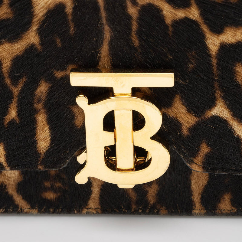 Burberry Calf Hair Leopard Print TB Carrie Chain Small Crossbody Bag (SHF-zOZJdg)