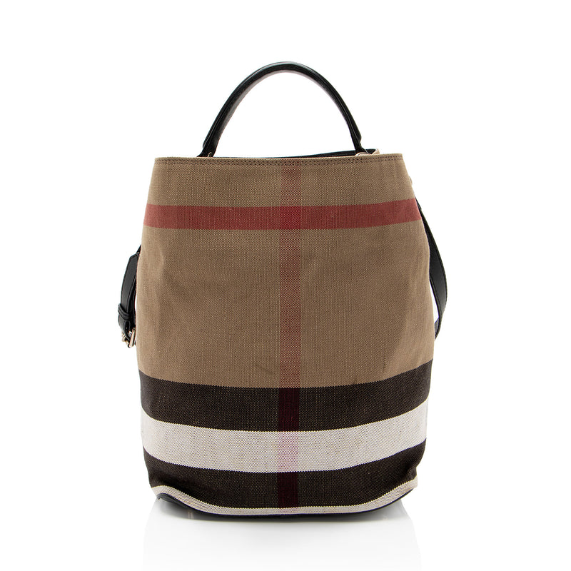 Burberry Canvas Check Susanna Bucket Bag (SHF-Oe6esk)