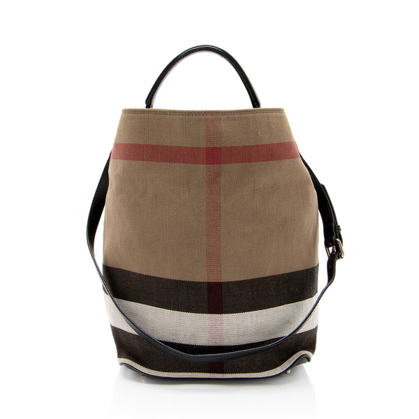 Burberry Canvas Check Susanna Bucket Bag (SHF-Oe6esk)