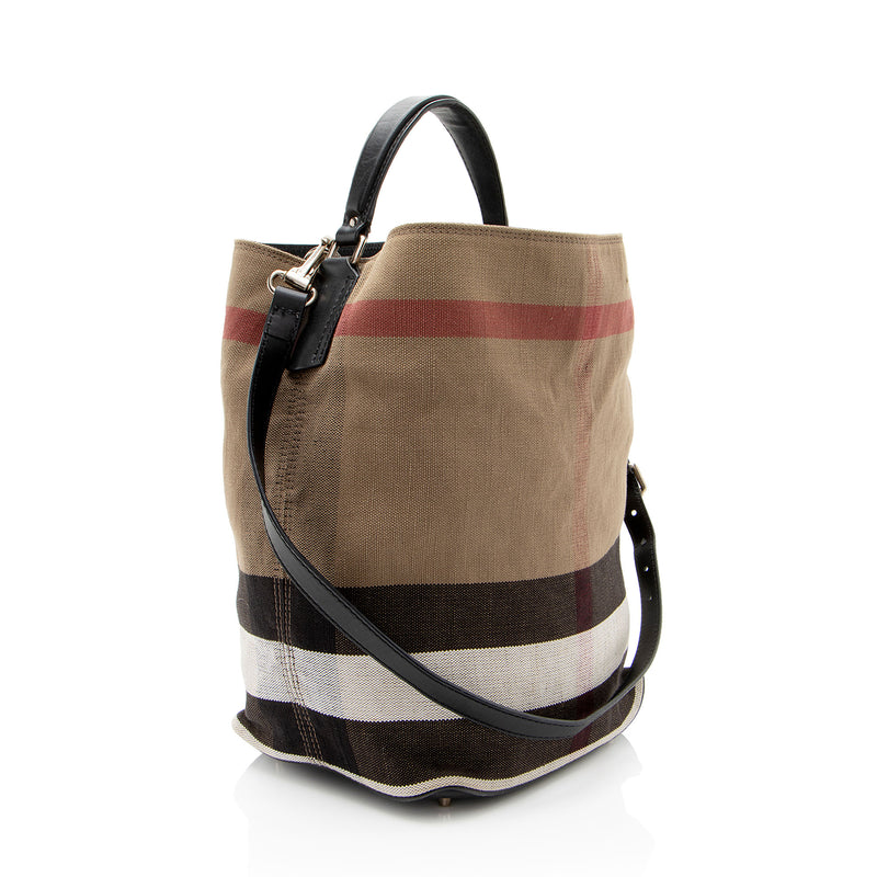 Burberry Canvas Check Susanna Bucket Bag (SHF-Oe6esk)