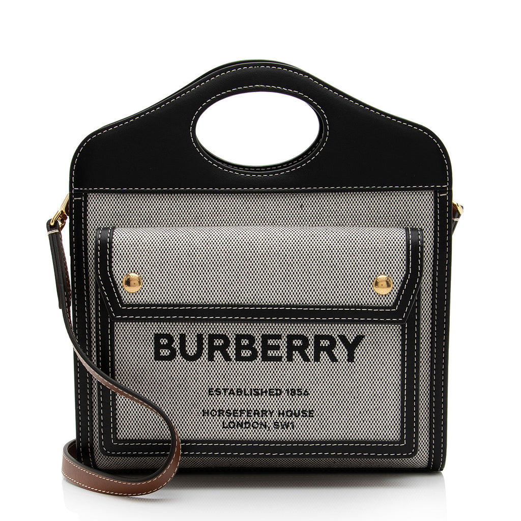 Burberry Pochette with Front Pocket and Black Leather Trim in Very Good Condition