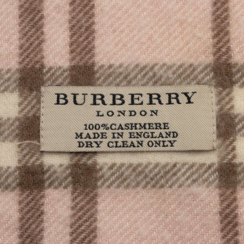 Burberry Cashmere Happy Plaid Fringe Scarf (SHF-20648) – LuxeDH