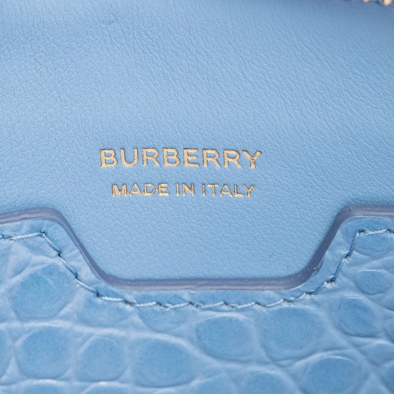 Burberry Croc Embossed Calfskin TB Mini Pouch (SHF-fVTtix)