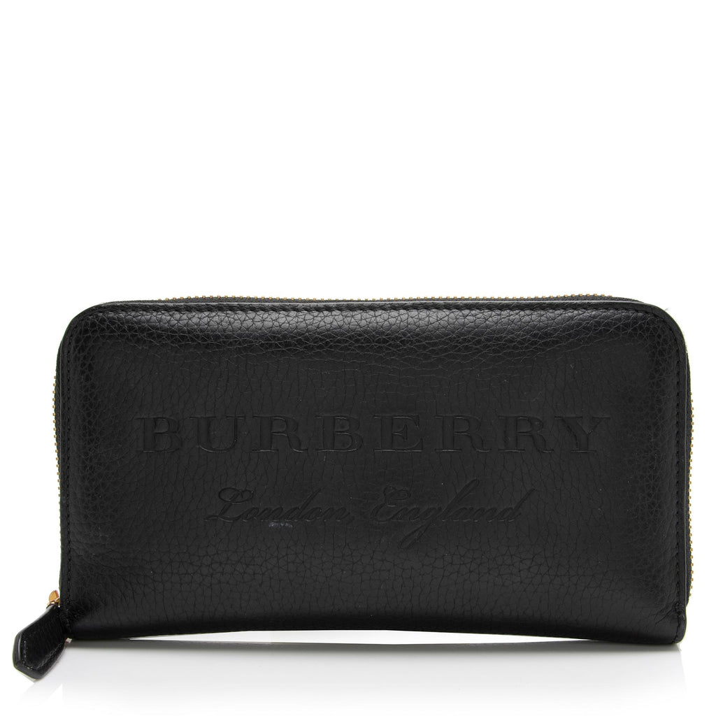 Burberry Grainy Calfskin Embossed Logo Zip Around Wallet (SHF-hNiaCM) –  LuxeDH