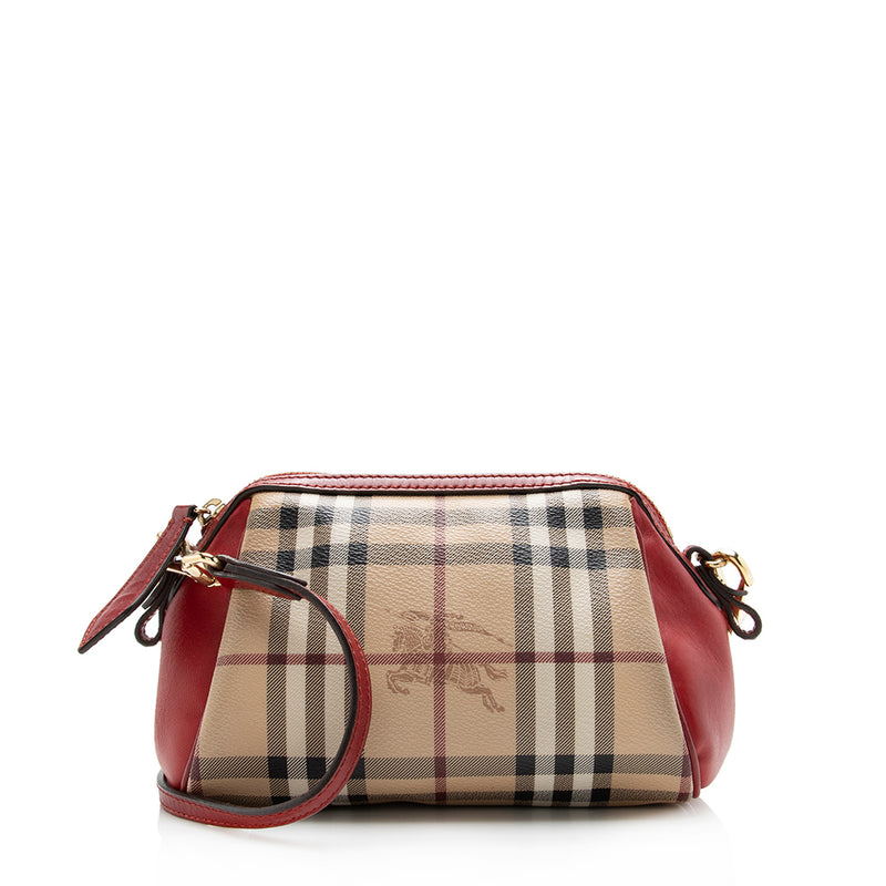 BURBERRY Blaze House Check and Leather Shoulder Bag Brown-US