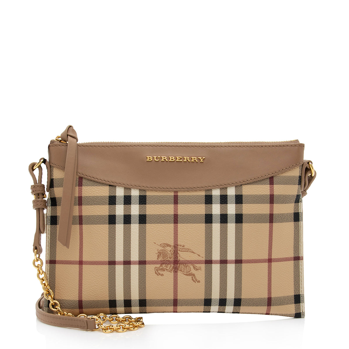 BURBERRY Leather-Trimmed Mega Check online Clutch