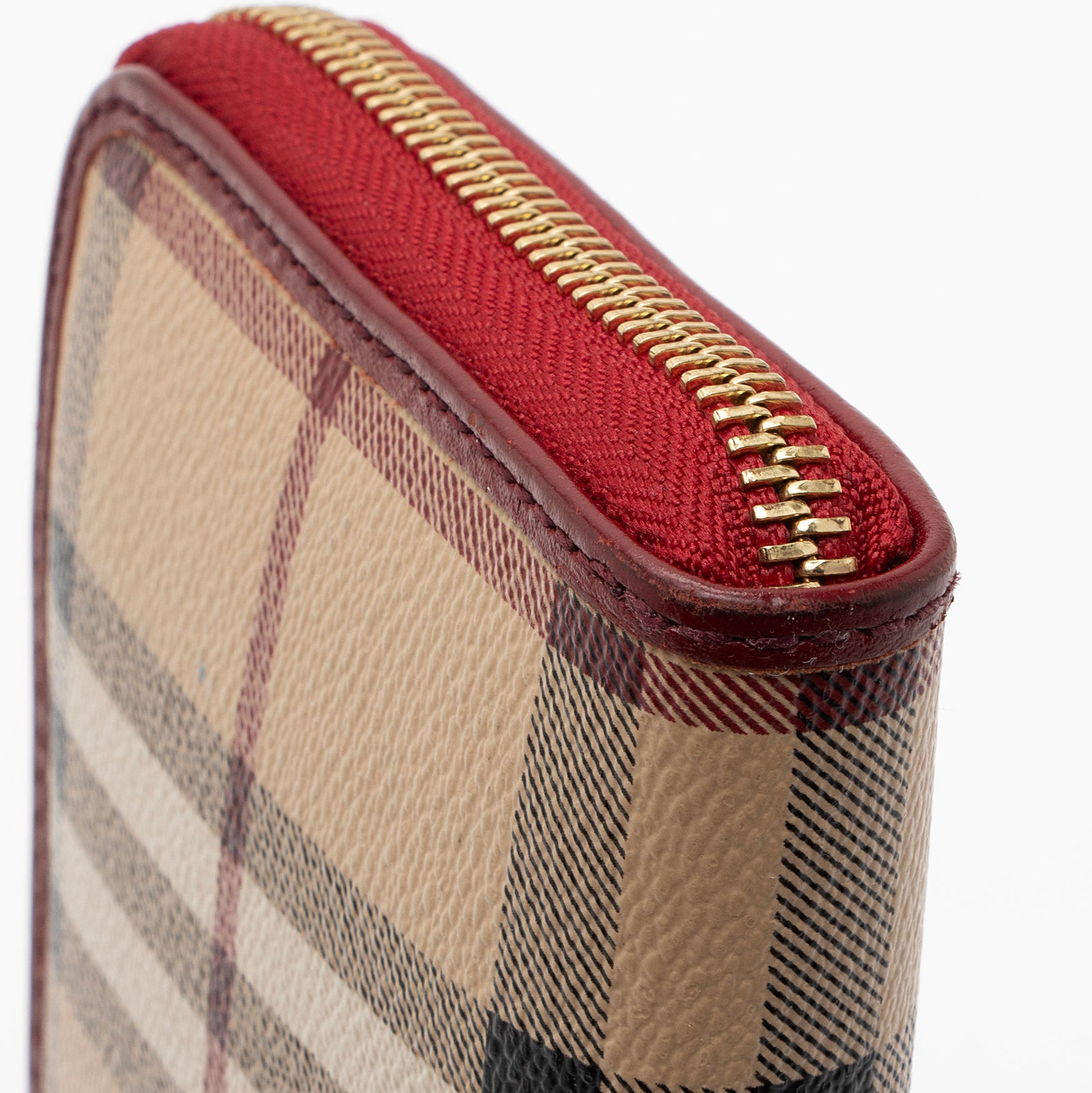 Burberry haymarket fashion zip around wallet