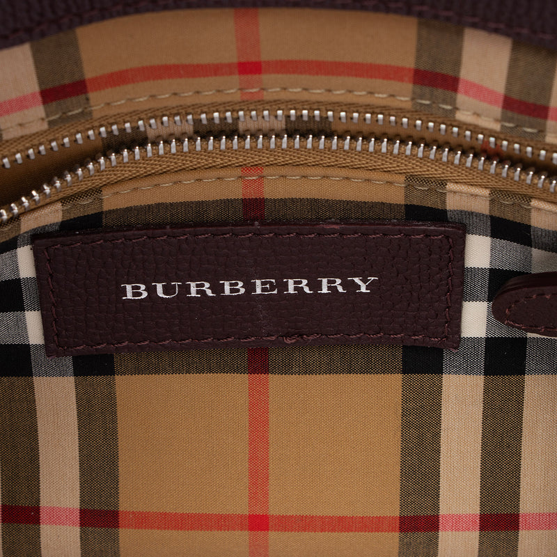 Burberry House Check Leather Banner Small Tote (SHF-V3OmuM)