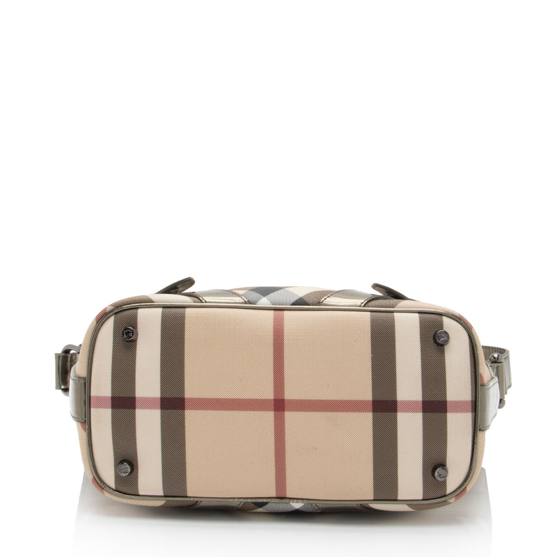 Burberry Metallic Patent Leather Nova Check Buckle Hobo (SHF-9RasTt)