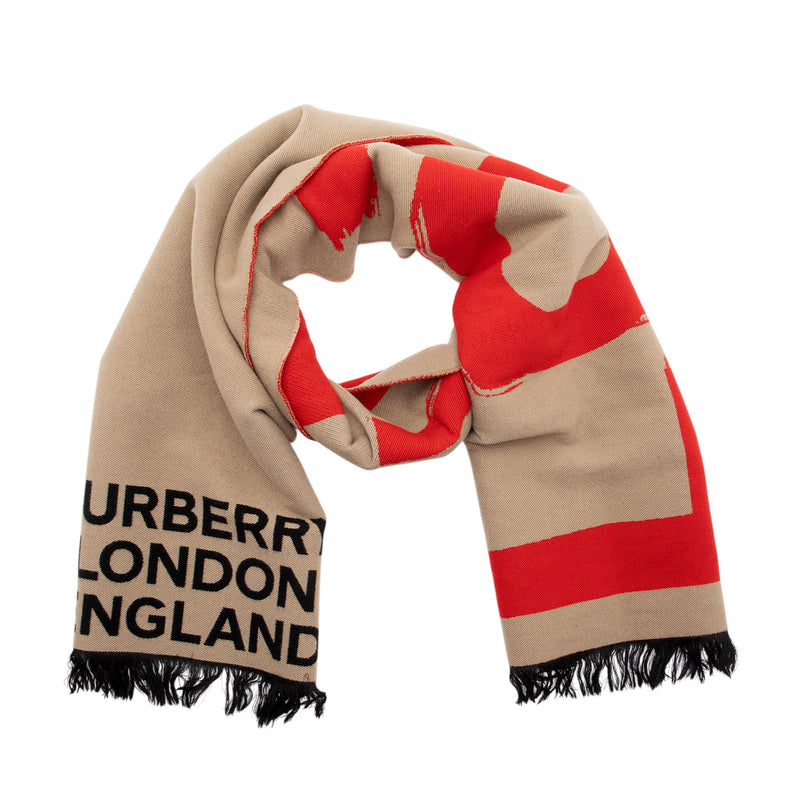 Burberry Wool Logo Fringe Scarf (SHF-SWxmm7)