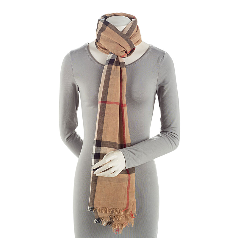 Burberry Wool Silk Nova Check Scarf (SHF-T7Hybr)