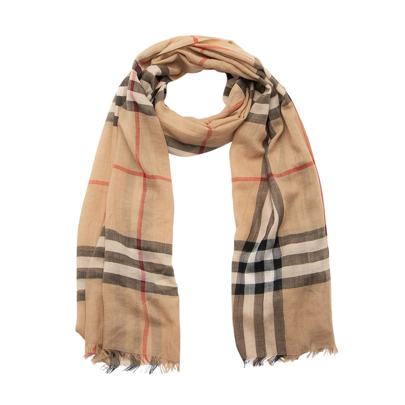 Burberry Wool Silk Nova Check Scarf (SHF-T7Hybr)