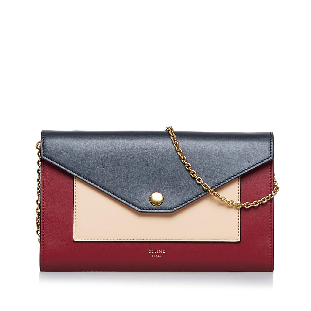 Celine Maillon Triomphe Wallet On Chain - Brown Crossbody Bags