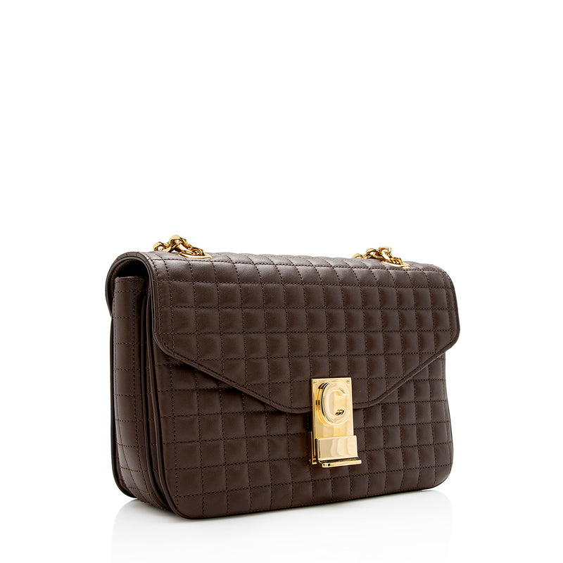 Celine Quilted Calfskin C Small Shoulder Bag (SHF-15814)