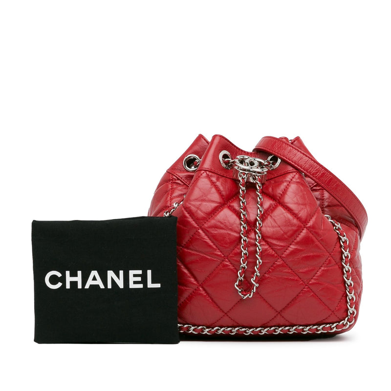 Chanel Aged Calfskin Chain Around Drawstring Bucket (SHG-i7MvxX)