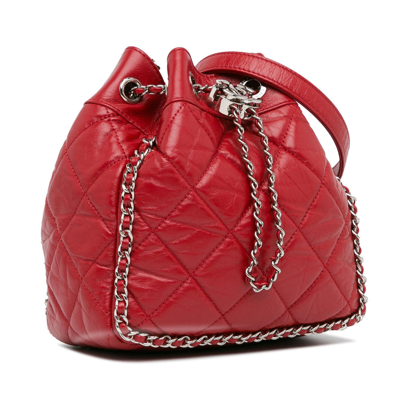 Chanel Aged Calfskin Chain Around Drawstring Bucket (SHG-i7MvxX)