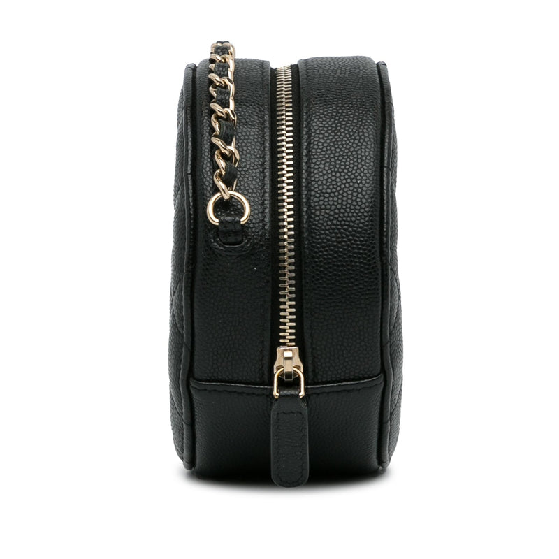 Chanel CC Caviar Round Chain Crossbody (SHG-NunLyg)