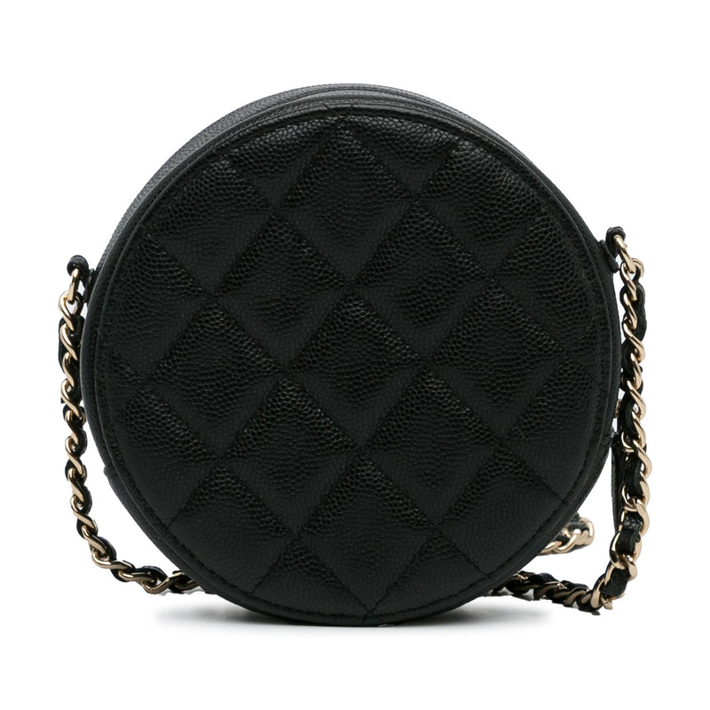 Chanel CC Caviar Round Chain Crossbody (SHG-NunLyg)