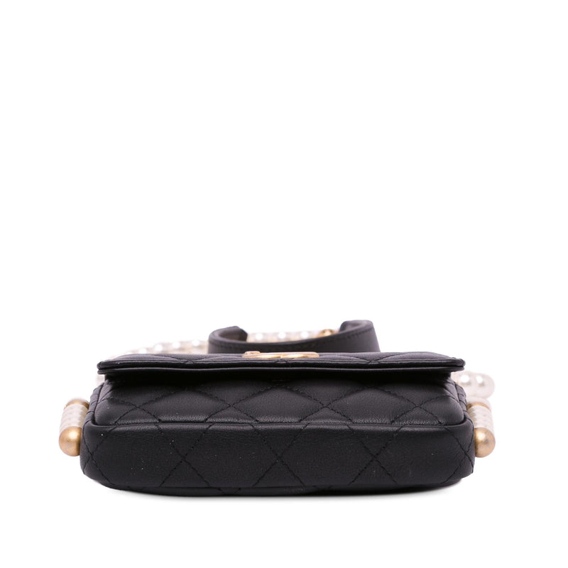 Chanel CC Lambskin About Pearls Card Holder On Chain (SHG-aVDLOG)