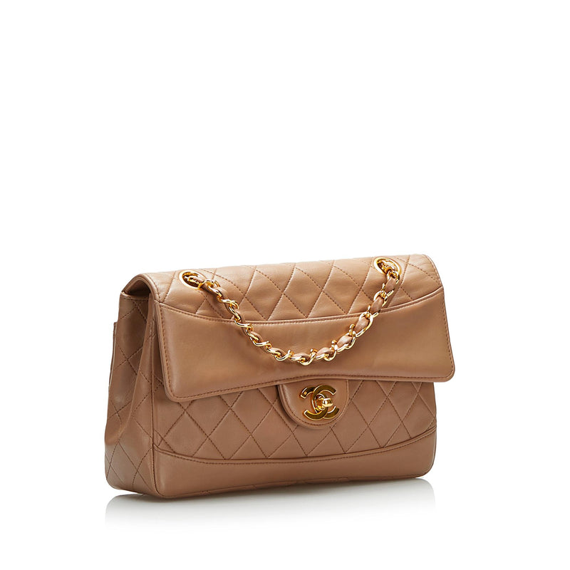 Chanel Lambskin CC Tote Brown