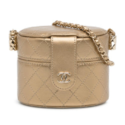 Chanel CC Metallic Lambskin Round Vanity Case (SHG-PNccdr)