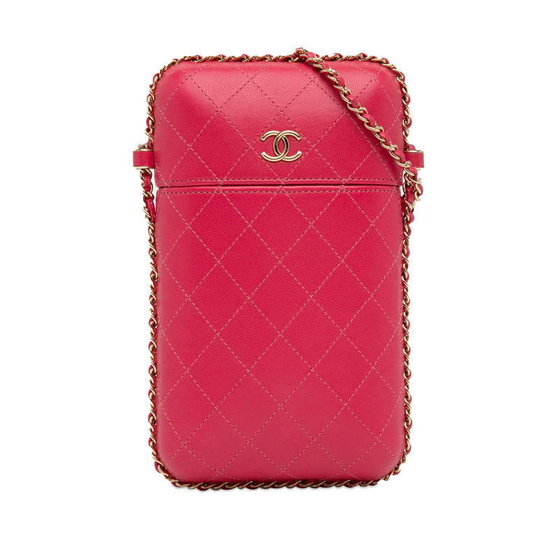 Chanel CC Quilted Calfskin Chain Around Phone Holder (SHG-oQsvAj)