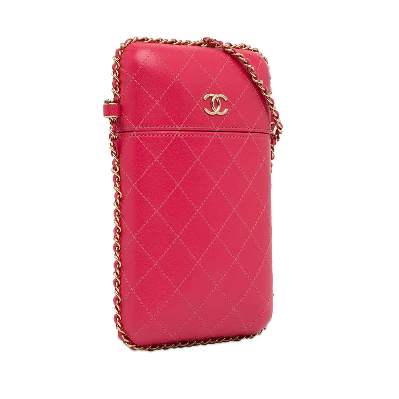 Chanel CC Quilted Calfskin Chain Around Phone Holder (SHG-oQsvAj)