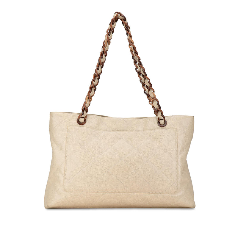 Chanel CC Quilted Caviar Wood Chain Tote (SHG-YvZpfz)