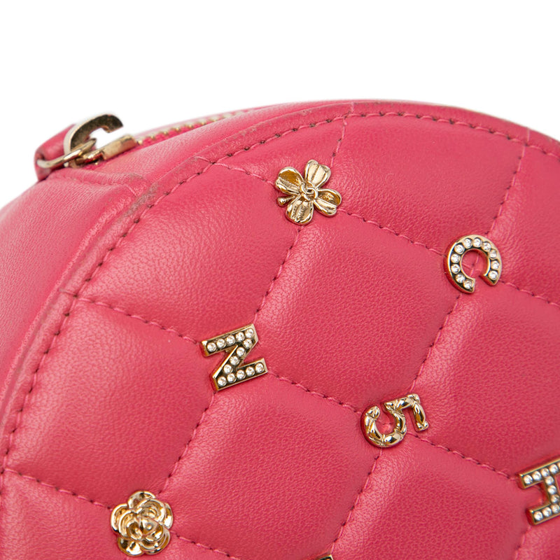 Chanel CC Quilted Lambskin Lucky Charms Round Clutch with Chain (SHG-Z9e0hS)