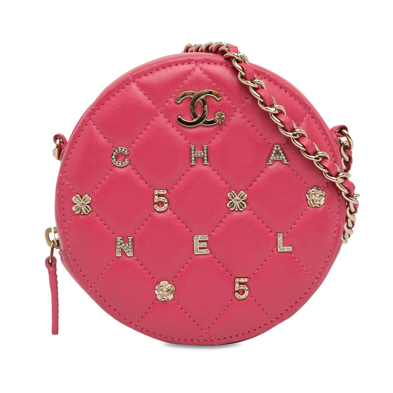 Chanel CC Quilted Lambskin Lucky Charms Round Clutch with Chain (SHG-Z9e0hS)