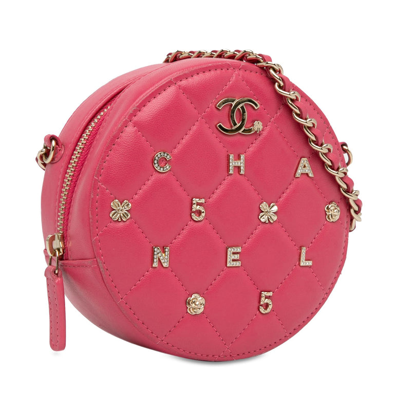 Chanel CC Quilted Lambskin Lucky Charms Round Clutch with Chain (SHG-Z9e0hS)