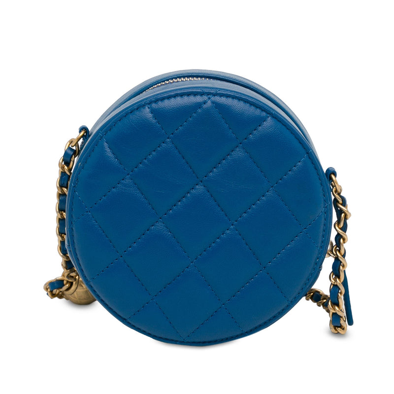 Chanel CC Quilted Lambskin Pearl Crush Round Clutch with Chain (SHG-Yjxo07)