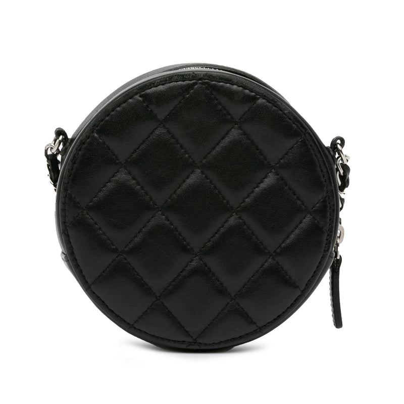 Chanel CC Quilted Lambskin Round Clutch with Chain (SHG-s7cHe2)