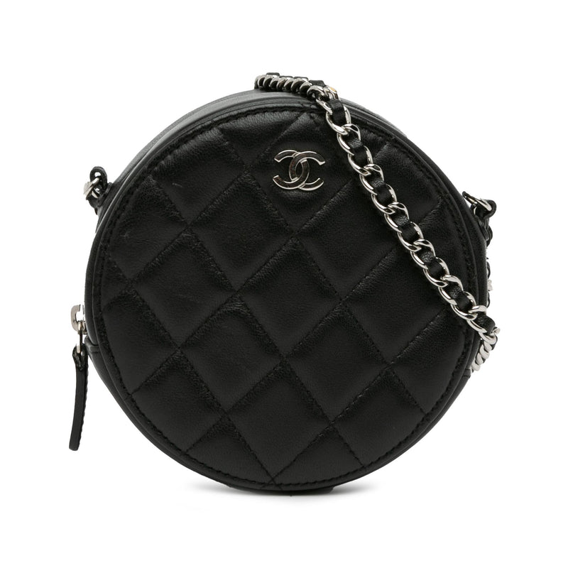 Chanel CC Quilted Lambskin Round Clutch with Chain (SHG-s7cHe2)