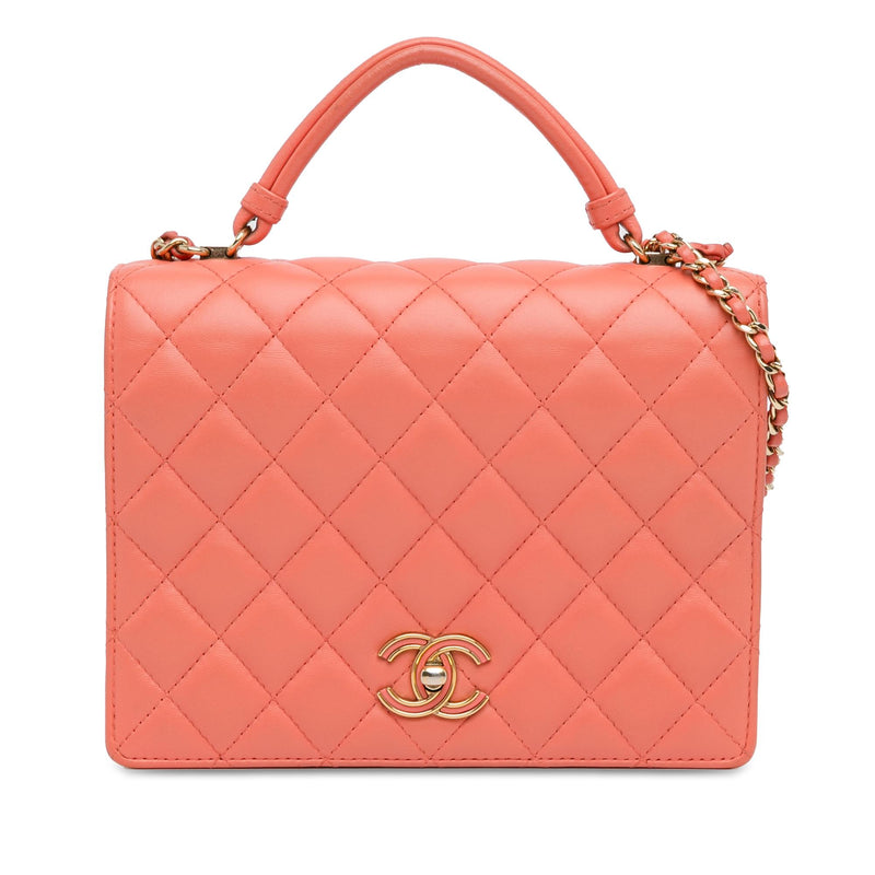 Chanel CC Quilted Lambskin Top Handle Flap (SHG-L5HKxu)