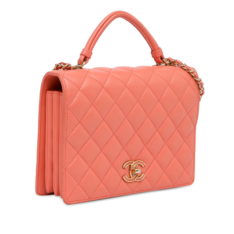 Chanel CC Quilted Lambskin Top Handle Flap (SHG-L5HKxu)