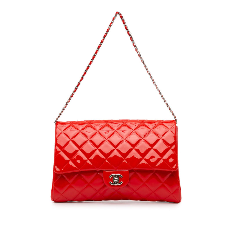 Chanel CC Quilted Patent Clutch with Chain (SHG-lpgzOs)