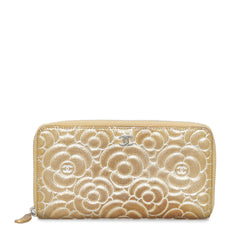 Amazing 2017 CHANEL Gold Camellia Mini Zip Wallet with Sparkling Crystal  Accents