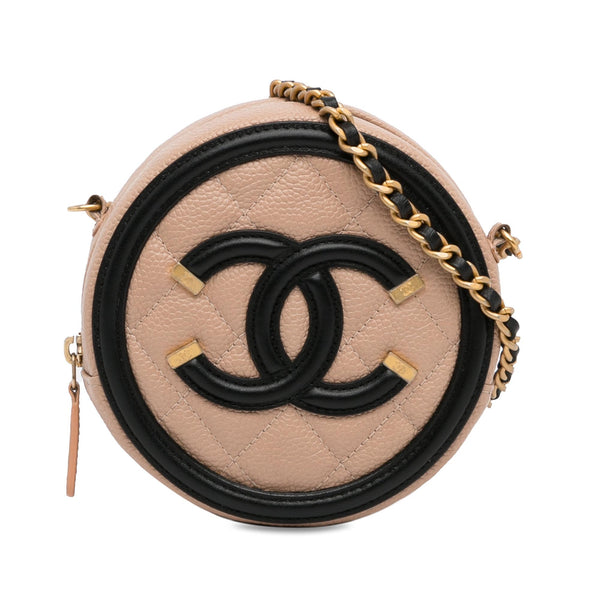 Chanel Caviar CC Filigree Round Crossbody (SHG-gqaR43)