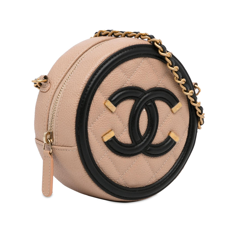 Chanel Caviar CC Filigree Round Crossbody (SHG-gqaR43)