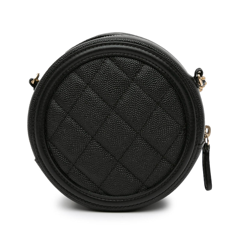 Chanel Caviar CC Filigree Round Crossbody (SHG-bEzArR)