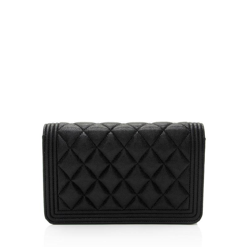 Chanel Caviar Leather Boy Wallet on Chain (SHF-Rw1D6r)