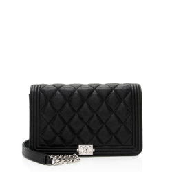 Chanel Caviar Leather Boy Wallet on Chain (SHF-Rw1D6r)