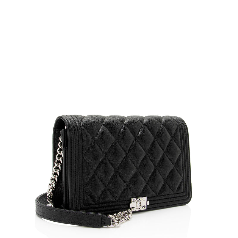 Chanel Caviar Leather Boy Wallet on Chain (SHF-Rw1D6r)