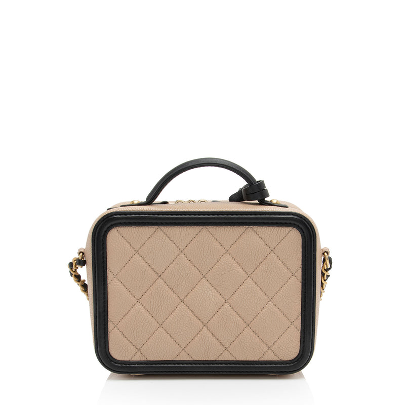 Chanel Caviar Leather CC Filigree Small Vanity Case (SHF-EhFdu3)