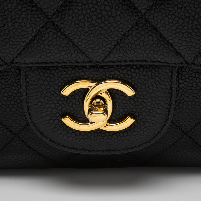 Chanel Caviar Leather Classic Jumbo Single Flap Bag (SHF-aj9aYt 