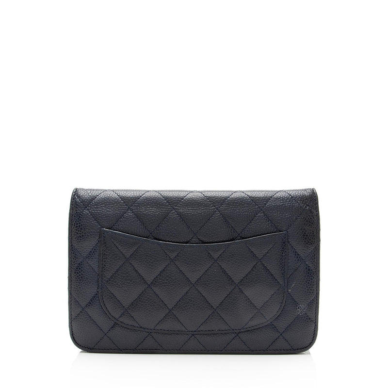 CHANEL Caviar WOC Wallet On Chain Black Shoulder Crossbody Bag at