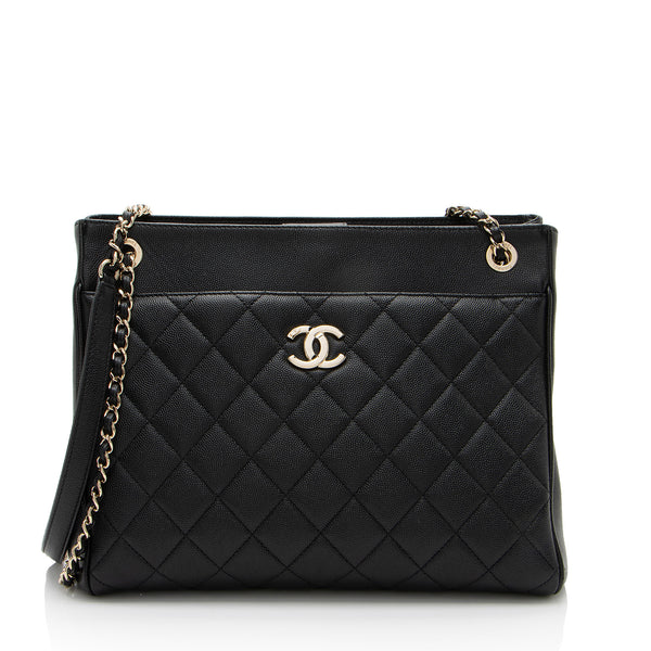 Chanel Caviar Leather In Out Flap Shopping Tote (SHF-PabvUh)