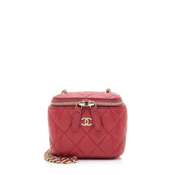 Chanel Caviar Leather Mini Vanity Case with Chain (SHF-hUSnvn)