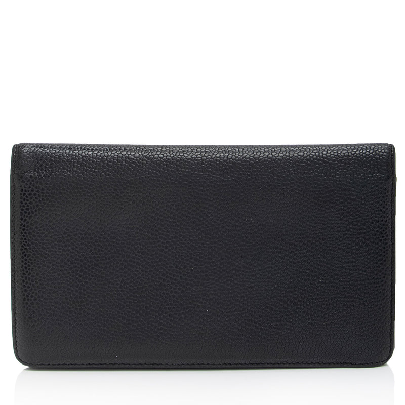 Chanel Caviar Leather Timeless CC Yen Wallet (SHF-LO1ZVY)